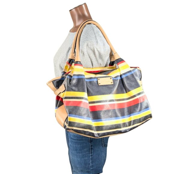 Kate Spade Stevie Westchester Multicolor Stripe Coated Canvas Large Satchel - Picture 10 of 10